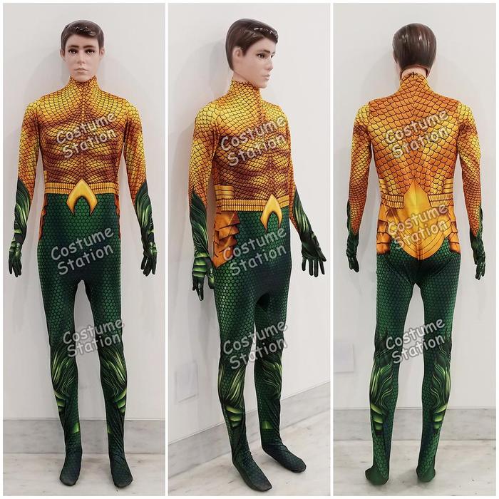 Kostum Aquaman / Costume Superhero Justice League pria dewasa - M