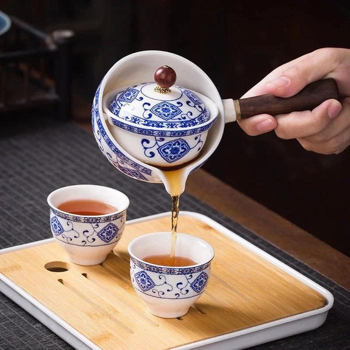 Pembuat teh rotasi 360 °, teko teh keramik Gong Fu Cina, pembuat teh
