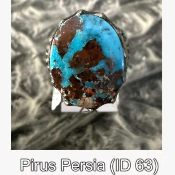 Pirus Persia Biru Tua Kristal Langit Bercorak Motif Sosok Astral Langka