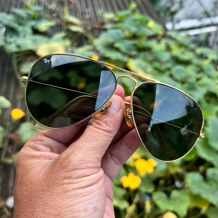 Rayban aviator  bl usa lm lagre metal size 58m lensa G15 kondsi lensa mulus ferame arisa glos bausch