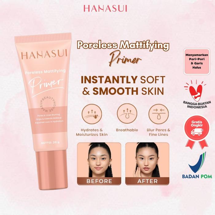HANASUI Poreless Mattifying Primer 20g | Primer wajah | Base Makeup