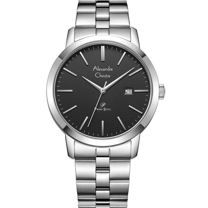 Alexandre Christie 1007MD ACF1007MDBSSBA AC1007MD AC 1007 Stainless Black Dial Primo Steel Jam Tanga