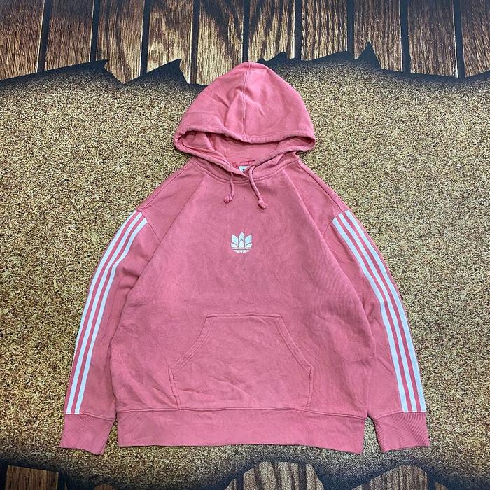 pullover hoodie ADIDAS THREFOIL threestripes lengan center logo bordir casual boxy fit bIg size Jumb