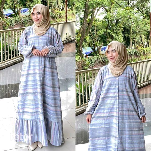 Gamis Salur Katun Triset Premium/Gamis Viral Salur Katun/Gamis Katun Wanita Terbaru