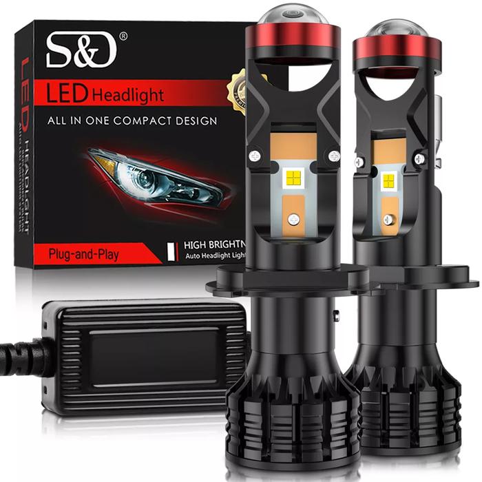 2pcs 100W H4 H7 LED Mini Projector Lens Headlight Automobles Canbus