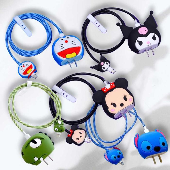 OSM JKT 6183 Set Pelindung Kabel 4 in 1 / Set Cable Bite Karakter / Set Pelindung Kabel Charger HP /
