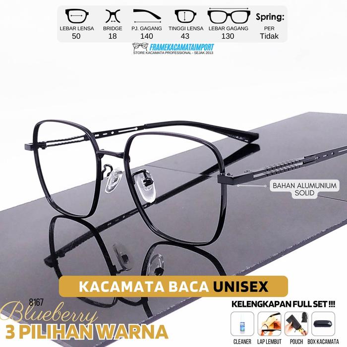 Kacamata Baca Besi Lebar Lensa Plus +100 +125 +150 +175 +200 +225 +250 +275 +300