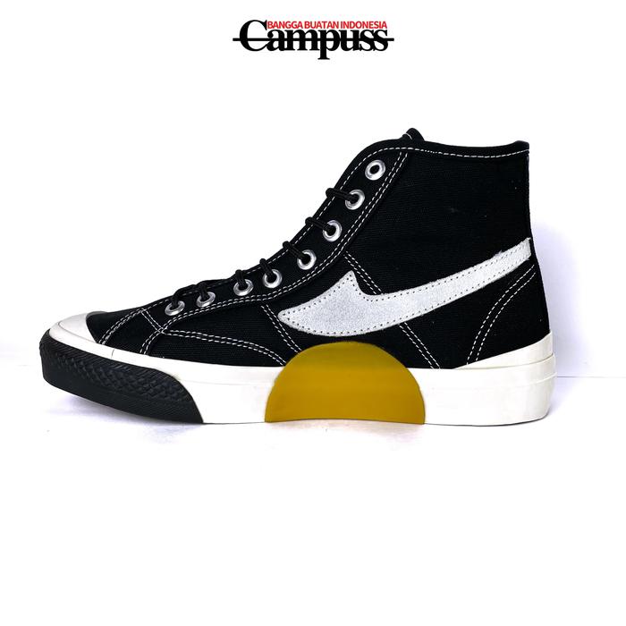 CAMPUSS - Fxxking Lite High Canvas Hitam Putih Kuning - Sepatu Sneakers Casual