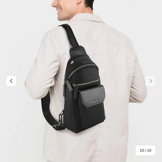Tas Leather Pria Hush Puppies - Eureka Chest Bag Black