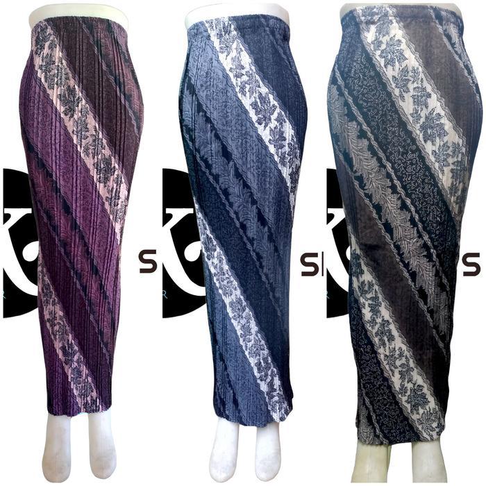 Rok Plisket Batik Skirt Jarik Kain Bawahan Kebaya Pakaiyan Pesta Kondangan Wisuda Seragaman Wanita P