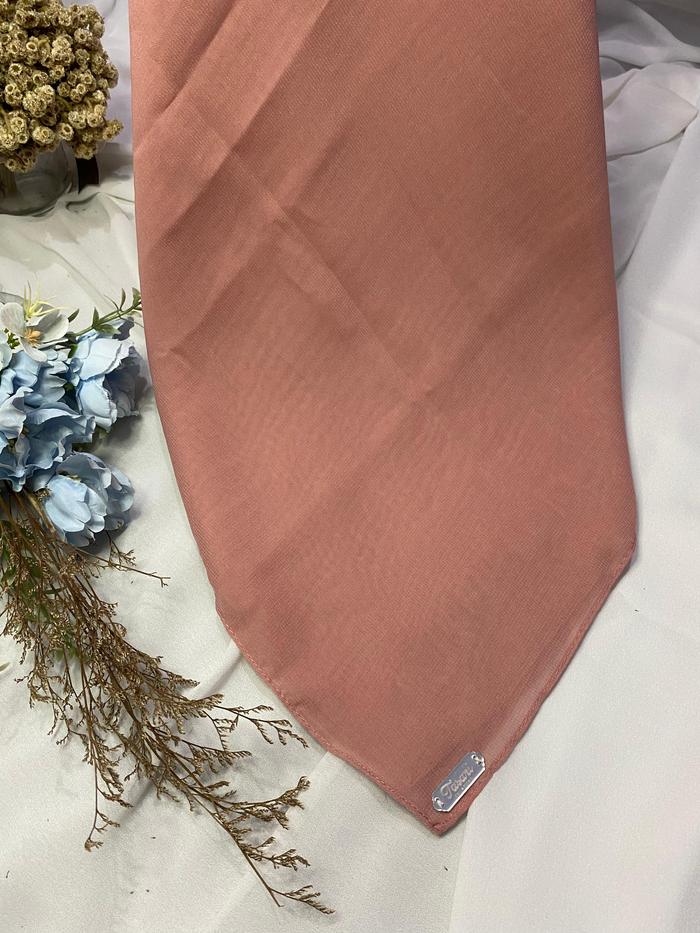 Nadira Hijab - Hijab Pollycotton/Bella Square Peach Muslim Empat Wanita Syari Segi Voal Kerudung - P
