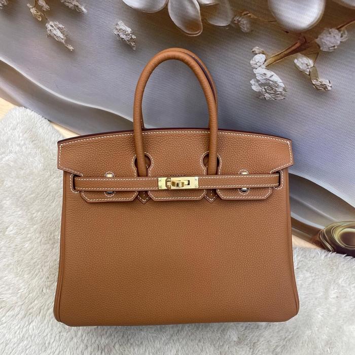 Tas Wanita HM Birkin 25 Togo Leather Buckle Gold Full Handmade Quality
