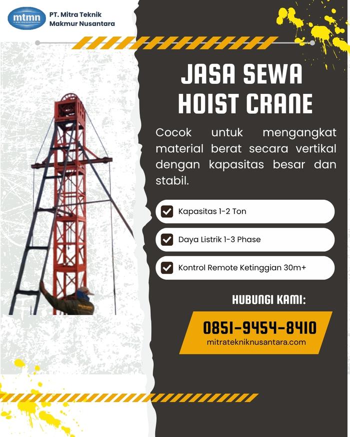 Sewa Hoist dan Mini Crane 1–2 Ton Bogor – Angkat Material Proyek Bangunan Tinggi