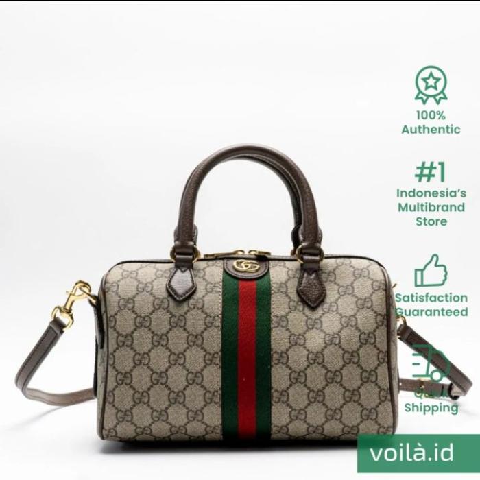 gucci ophidia GG supreme canvas small top handle bag bagie ebony brown