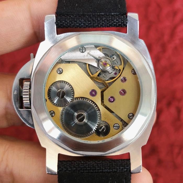 Jam tangan pria automatic manual winding second 2ND homage handmade mods panerai 44mm concept black 