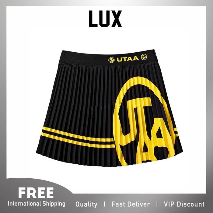 Lux Summer UTAA Logo Folds Skirt Gold T-shirt Womens Slim Fit Outwear