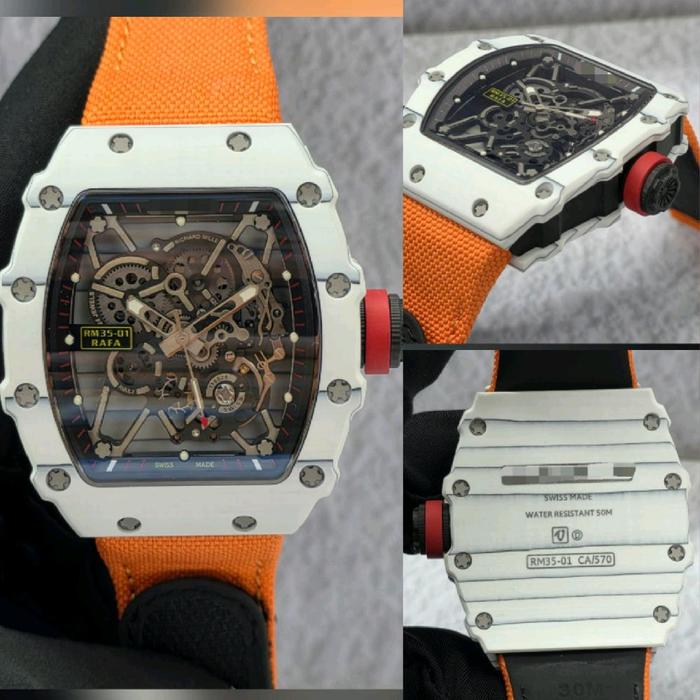 Dr.Jam II RM RM35 35-01 WHITE CARBON RMF 43MM ORANGE NYLON STRAP TIER 5