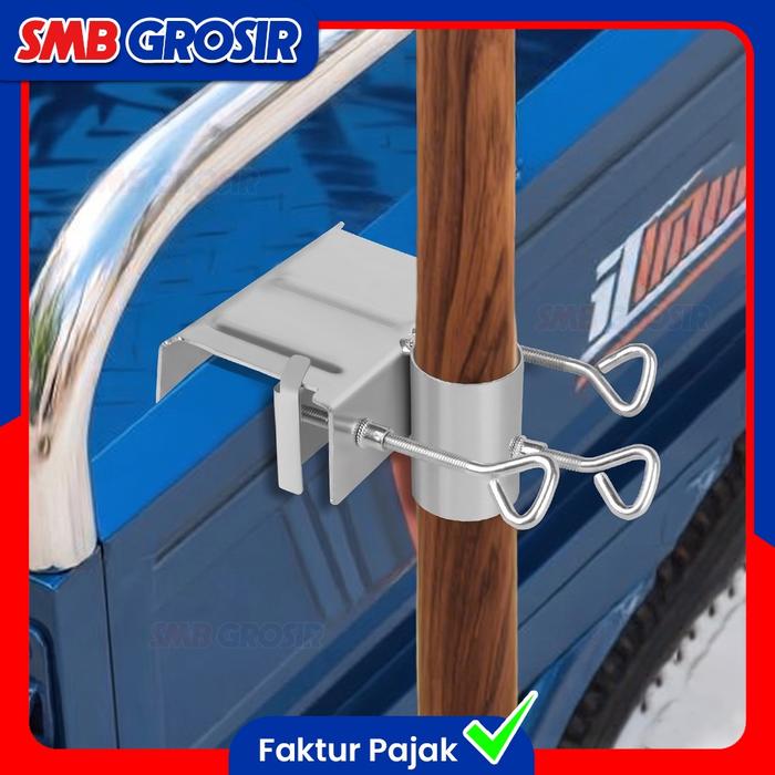 Holder Payung Tenda Jualan Mobil Pick Up Bracket Penjepit Tiang Payung Gerobak Truk Anti Karat