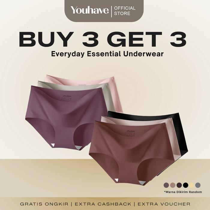 YOUHAVE X LOUISSE SCARLETT PAKET 6 PCS CELANA DALAM SEAMLESS PANTY CD PAKAIAN DALAM WANITA PEREMPUAN