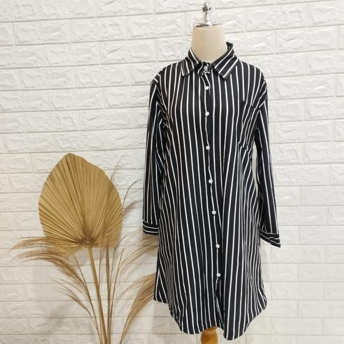 Terbaik Af Hem Cewek Tunik / Kameja Tunik Salur Cewek / Long Tunik Salur Tunik Garis