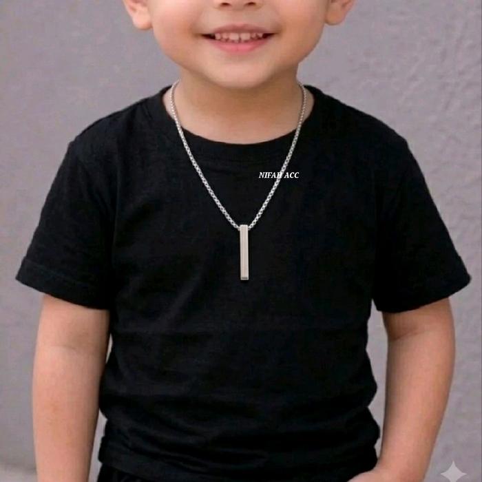 KALUNG ANAK ANAK KALUNG TITANIUM ROLO LIONTIN BALOK SILVER