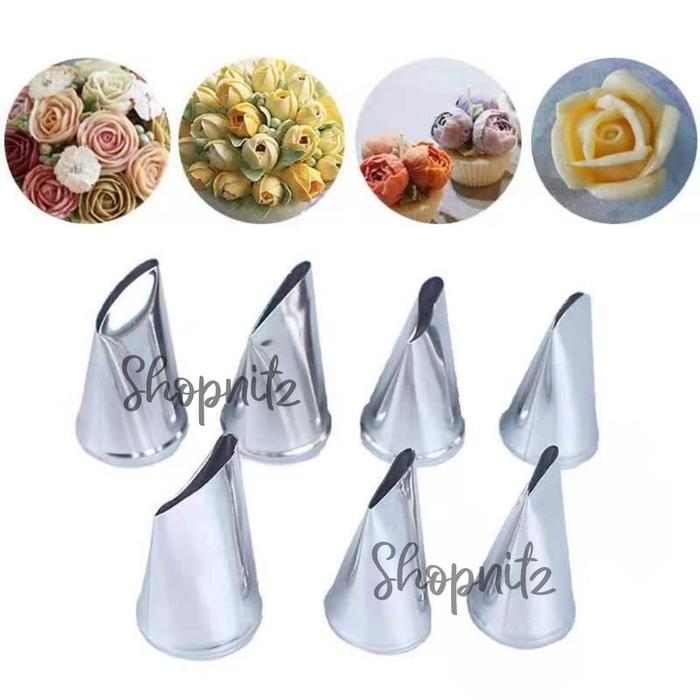 Spuit Set Isi 7 Kembang Daun Bunga Mawar Kw Wilton Kue Cake Decor