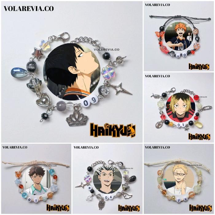 Haikyuu beads bracelet themed | adjustable bracelet anime haikyuu | gelang tali serut anime haikyuu