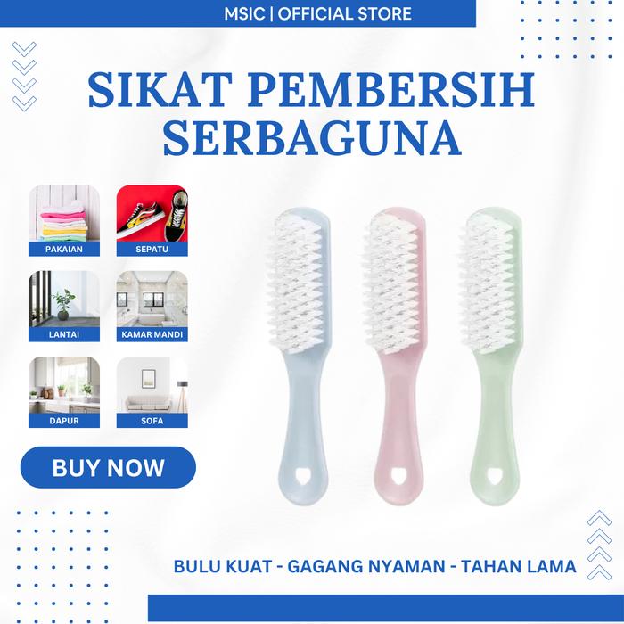 MSIC Sikat Cuci Serbaguna Gagang Plastik Bulu Tebal Ringan untuk Sepatu Perabot Karpet Jaket Tas Lan