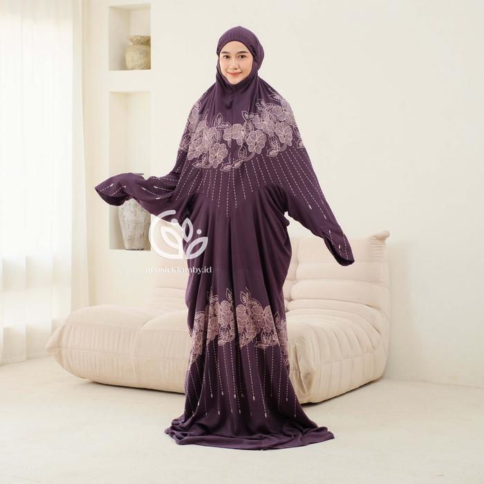 Exclusive Sale Mukena Terusan Lajuran Nabawi Batik Rayon Super Jumbo Atasan Bawahan Lembut  Nyaman T