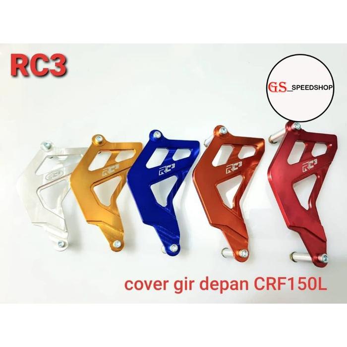 Tutup Cover Penutup Pelindung Gear Gir Depan RC3 CRF150 CRF 150L 150 L Full CNC Warna Silver Gold Bi