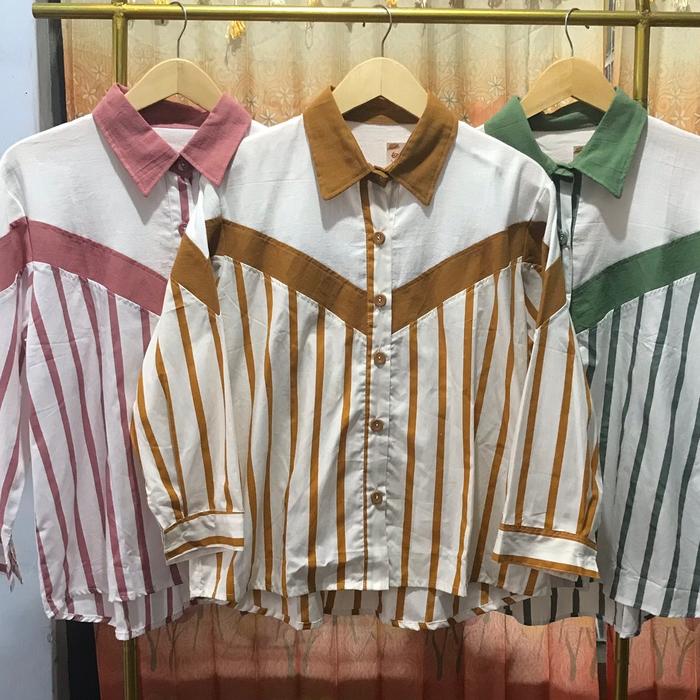 ￼LUBANA BAJU KEMEJA SALUR TANGAN PANJANG WANITA / KEMEJA WANITA SALUR LUBANA