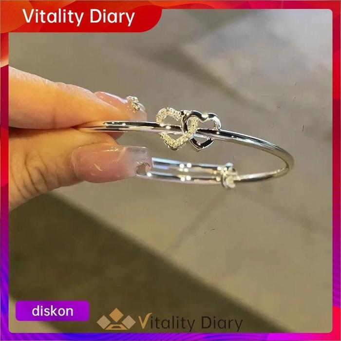 【COD❤】Gelang Cinta Dari Hati Ke Hati Gelang Wanita Korea Ganda Dorong-tarik Yang Dapat Disesuaikan D