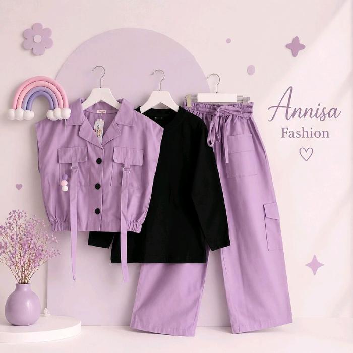 Brisa Set Kids Outfit Tanpa Outer Hitam Baju Anak Lucu Setelan Anak Usia 3-12 Tahun