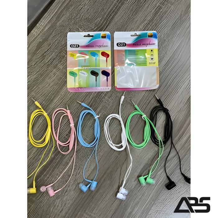 ABS - Handsfree Earphone Headset D21 Macaron With Mic Packing Klip Plastik Import