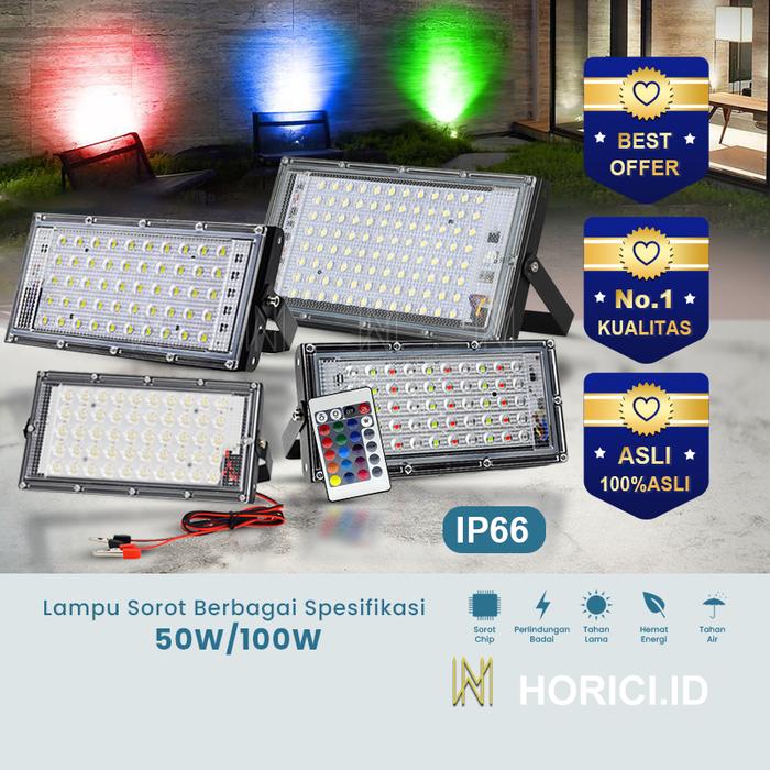 50W RGB LAMPU SOROT LAMPU HIAS / TEMBAK LED SLIM 50 WATT / LED FLOODLIGHT50 WATT AC 220V KAP SOROT