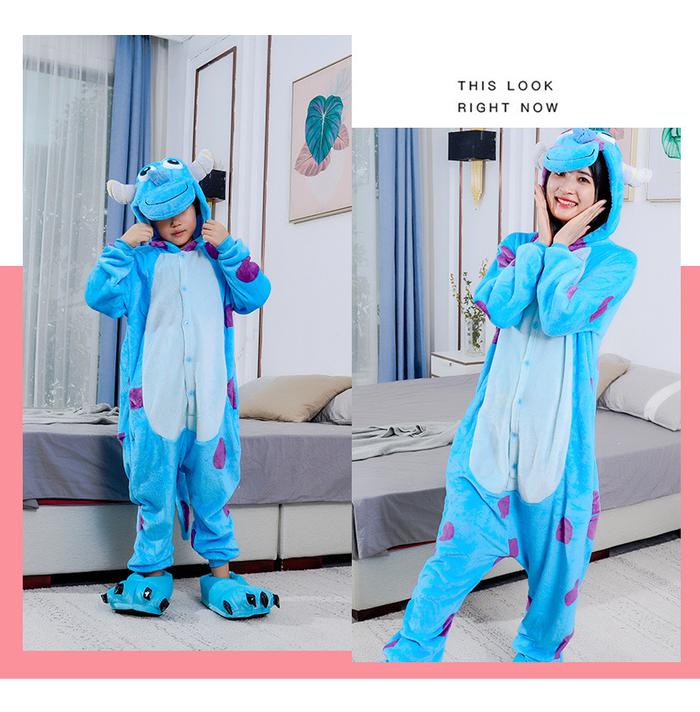 Women Men Onesies Kigurumi Sulley Cartoon Onesie Anime Pajamas Winter Outfit Festival Party Suit Gif