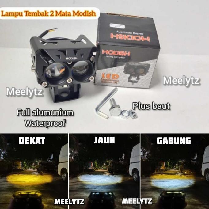 LAMPU TEMBAK SQL 2 MATA MODISH HIGH LOW PUTIH KUNING BAHAN ALUMUNIUM