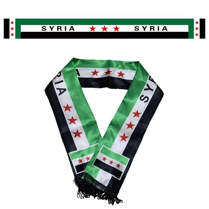 Syria Satin Scarf 14*135cm The Syrian Arab Republic Syrian Three Star Scarf Banner For Event Decorat