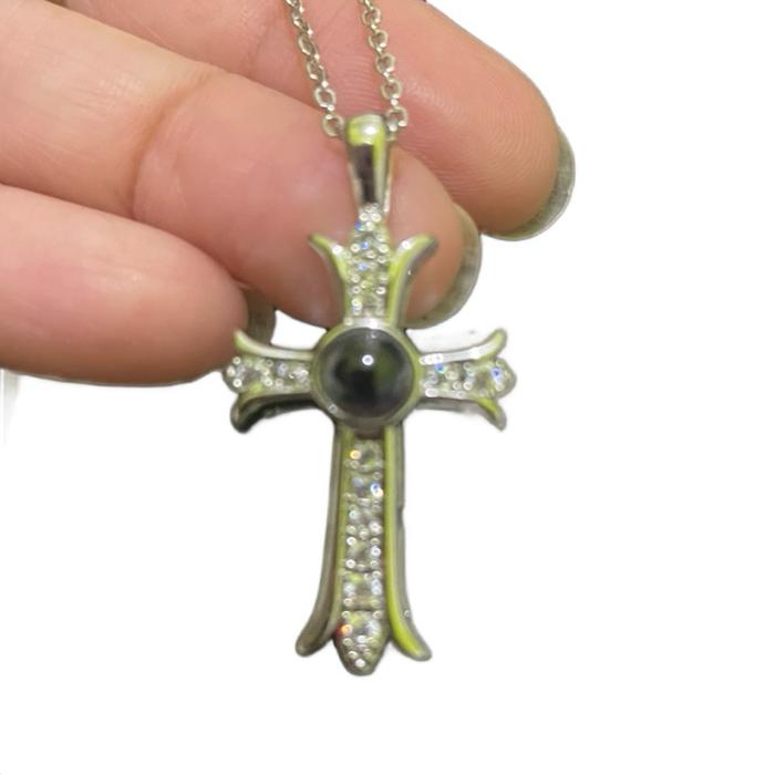 Kalung Salib Variasi batu permata hitam