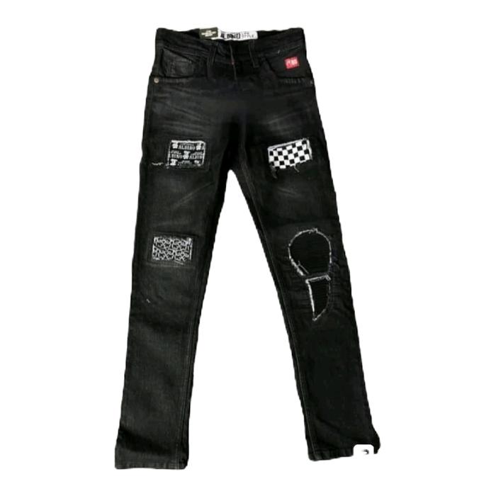 Celana jeans ripped sobek pria Distro strech celana gangster pasha rucas black
