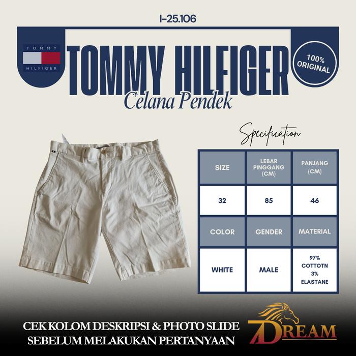 Tommy Hilfiger | Original | Celana Pendek Pria | Celana Santai | Putih | Pria | I-24.106