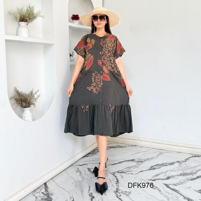 Daster Andin ld 110 Batik Cap Handmade By Vitela Busui Friendly kancing Bahan Rayon Pekalongan