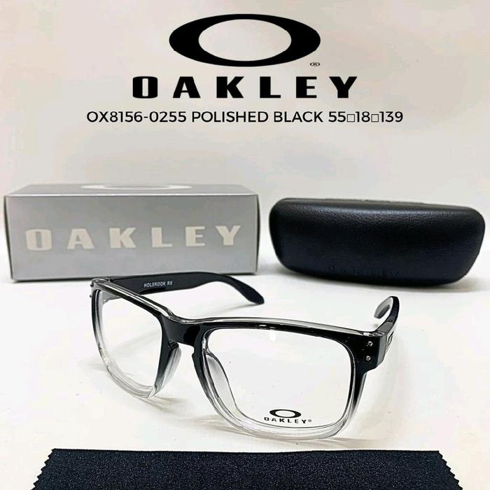 Oakley Kacamata OX8156-0255 Polished Black 55-18-139 dengan Case dan Kain Pembersih