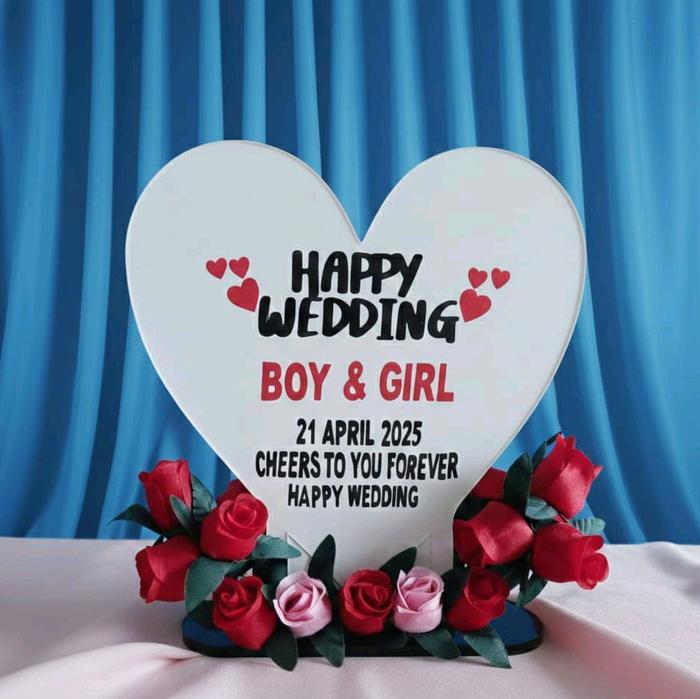 Plakat custom Ucapan Happy Birthday, Happy Wedding, Kelulusan/ Wisuda, kejuaraan/piala,  Akrilik Ket