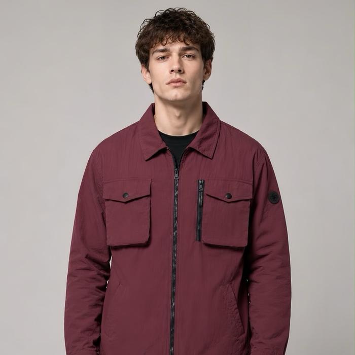 overshirt jacket  Double zipper Maroon