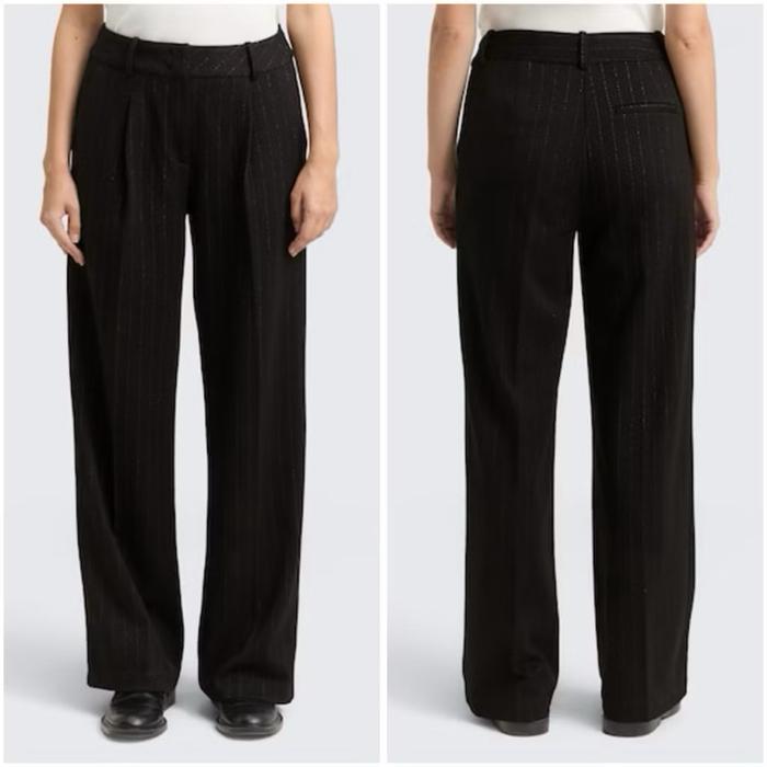 Celana Panjang Wanita Kulot Tom Tailor With Glitter Effect Wide Leg Trousers