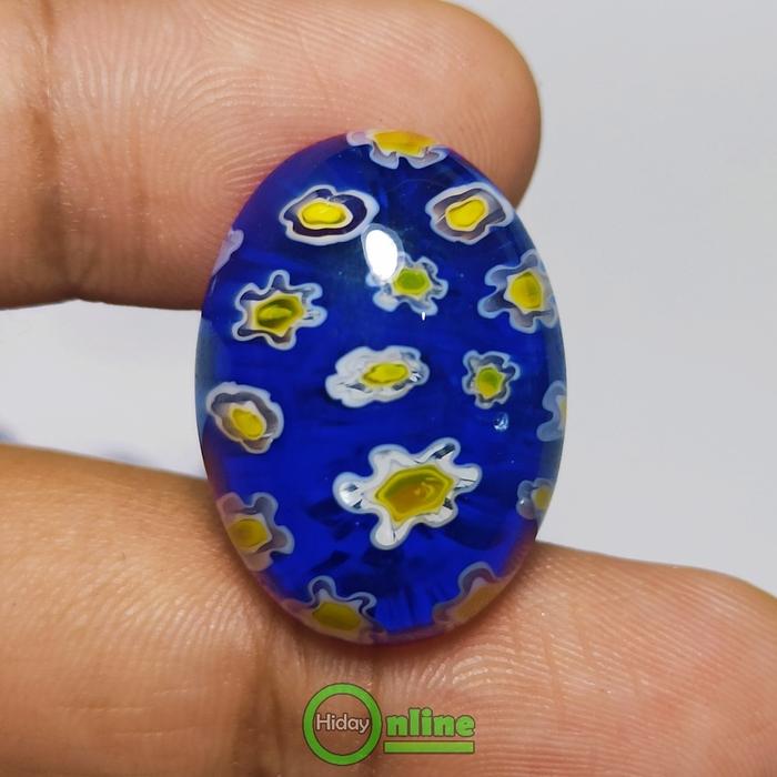 BATU AKIK TERATAI BIRU FULL CORAK BIG SIZE CHATAM