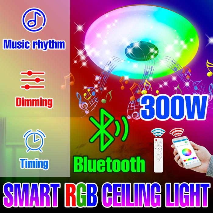 LED Ceiling Lamp RGB Smart Light Bluetooth Speaker Music Bulb For