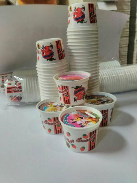 Safitiri Cup 100 Ml Printing Plastik Dan Paper Plus Tutup Dan Sendok