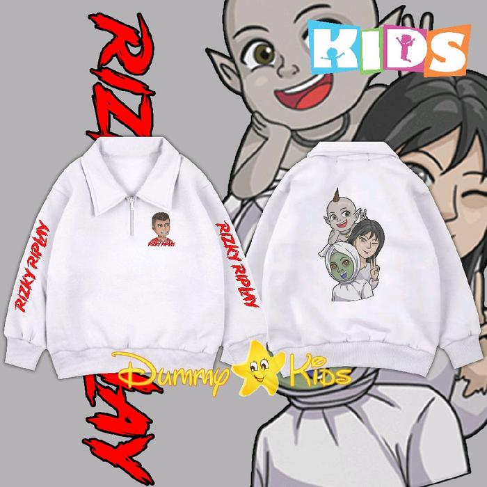 Jaket Rugby Anak Rizky Riplay 3 Hantu Lucu - Fashion Anak Rizky Riplay - Jaket Resleting Anak Rizky 